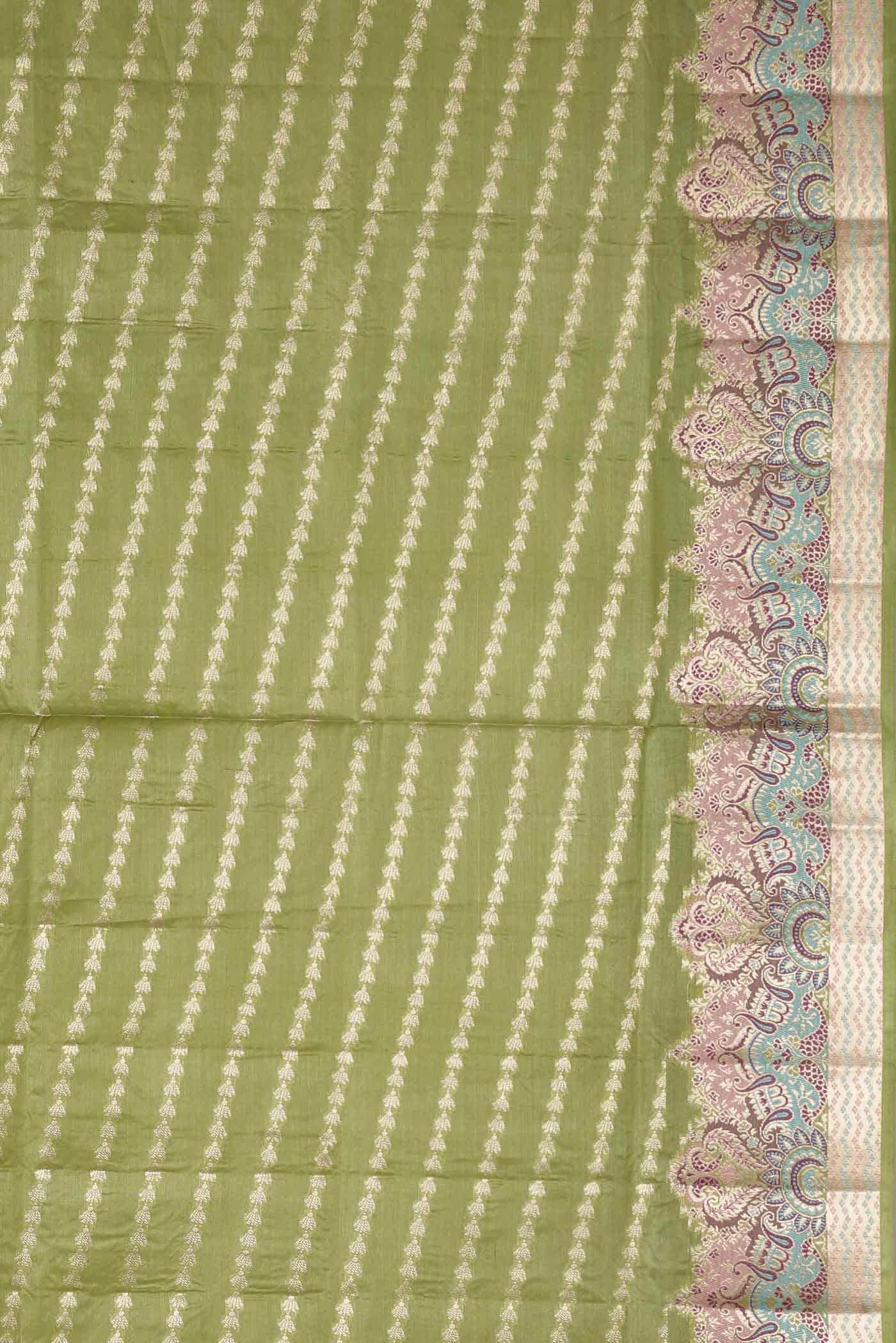 Green Banarasi Raw Silk Saree