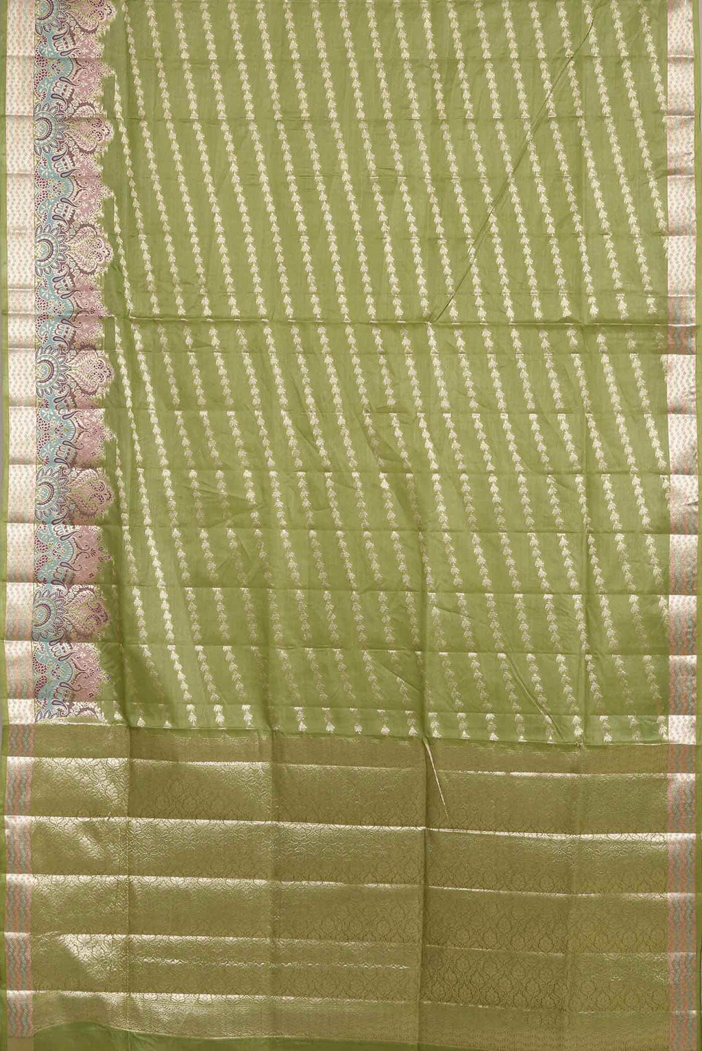 Green Banarasi Raw Silk Saree