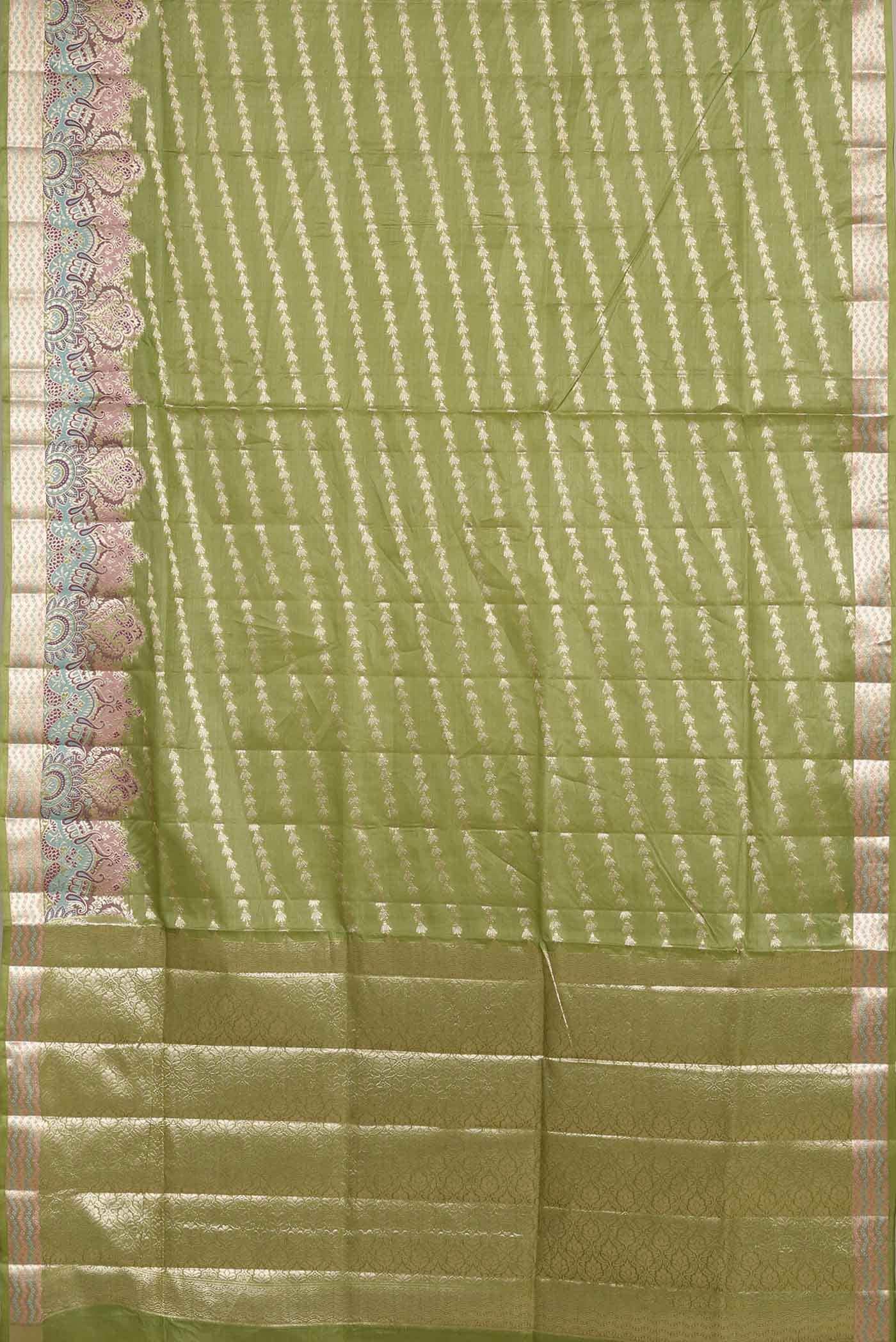 Green Banarasi Raw Silk Saree