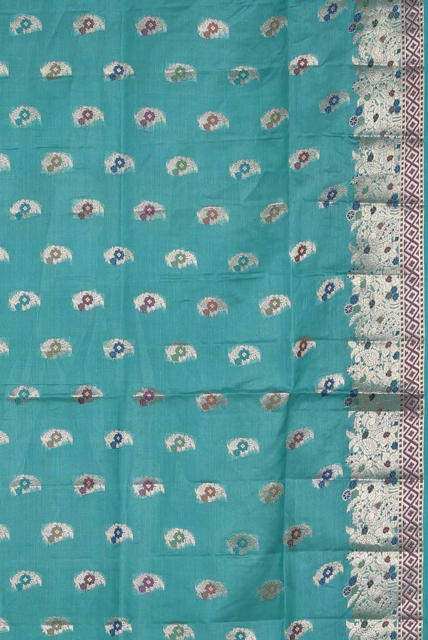Blue Banarasi Raw Silk Saree
