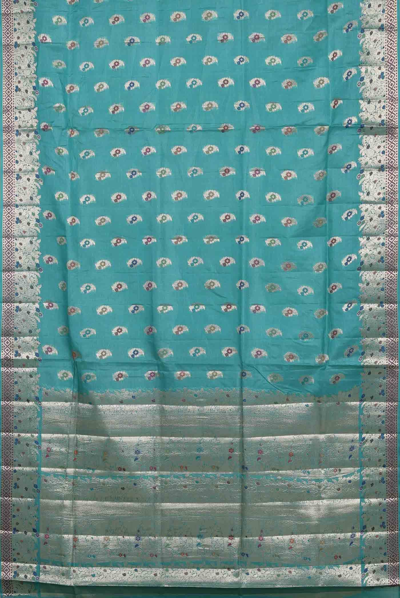 Blue Banarasi Raw Silk Saree