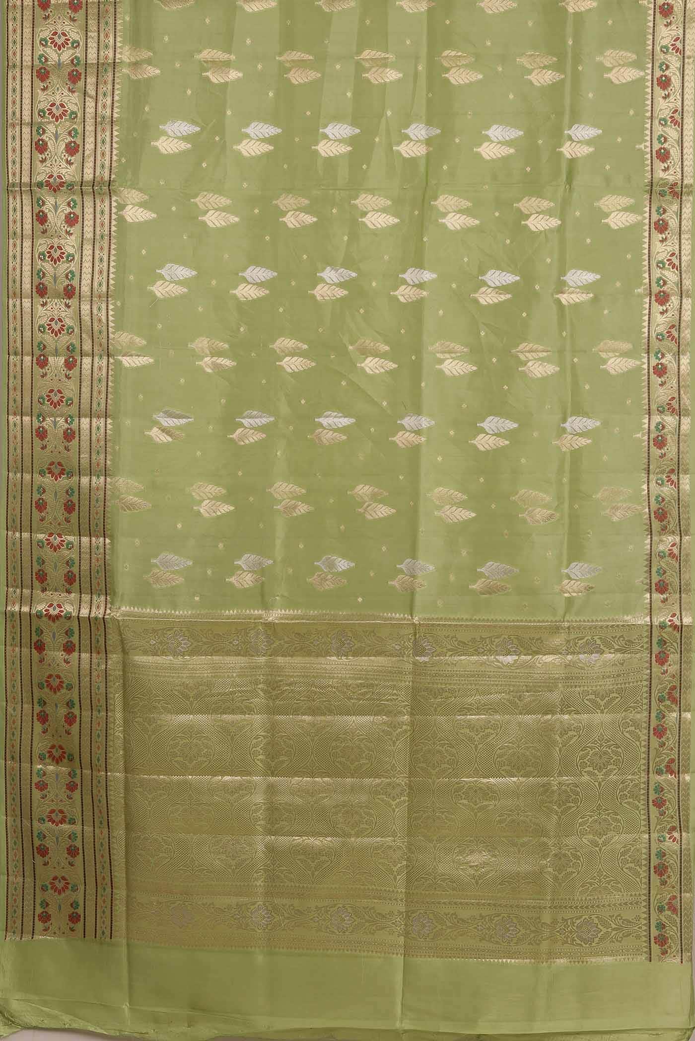 Green Banarasi Raw Silk Saree