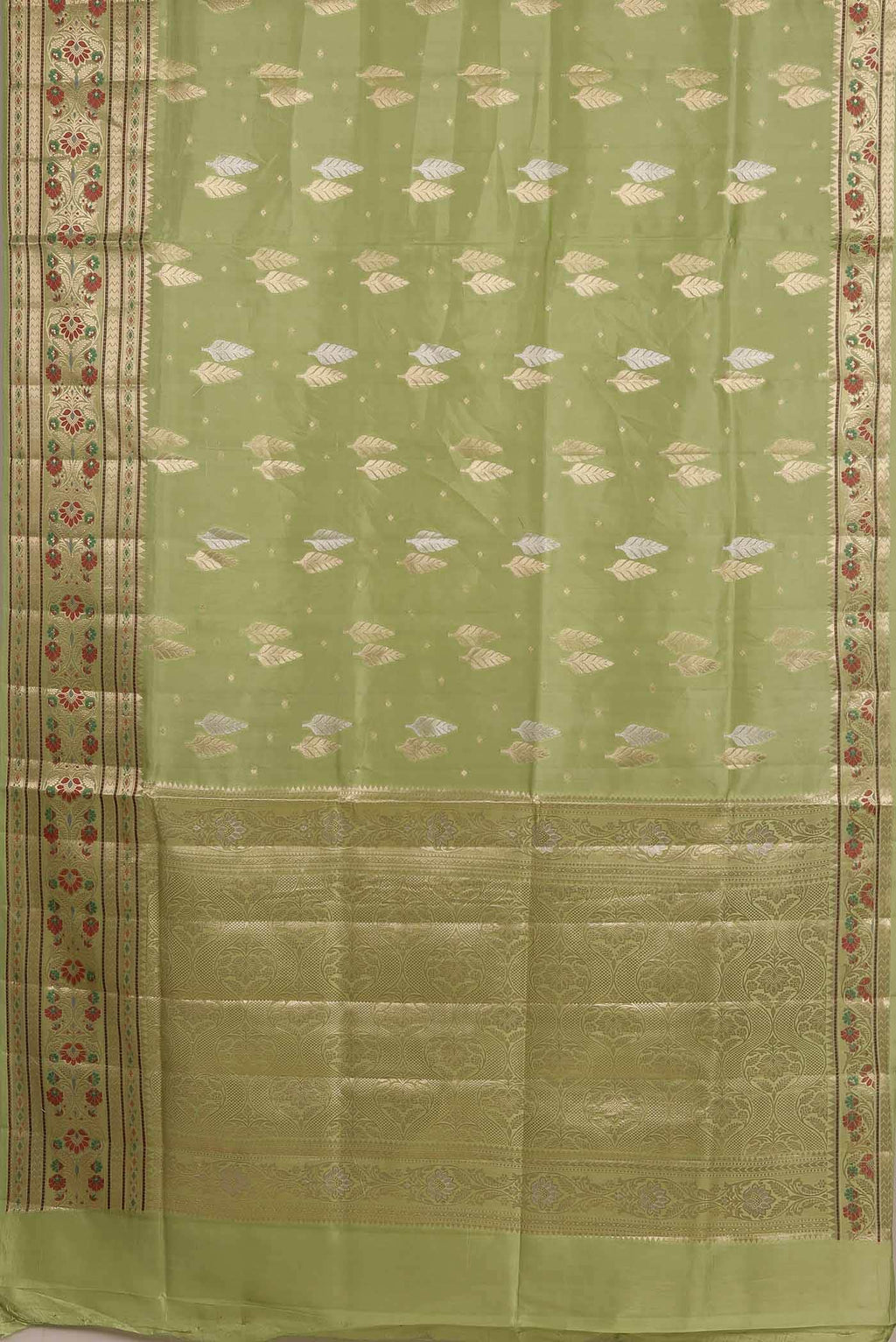 Green Banarasi Raw Silk Saree