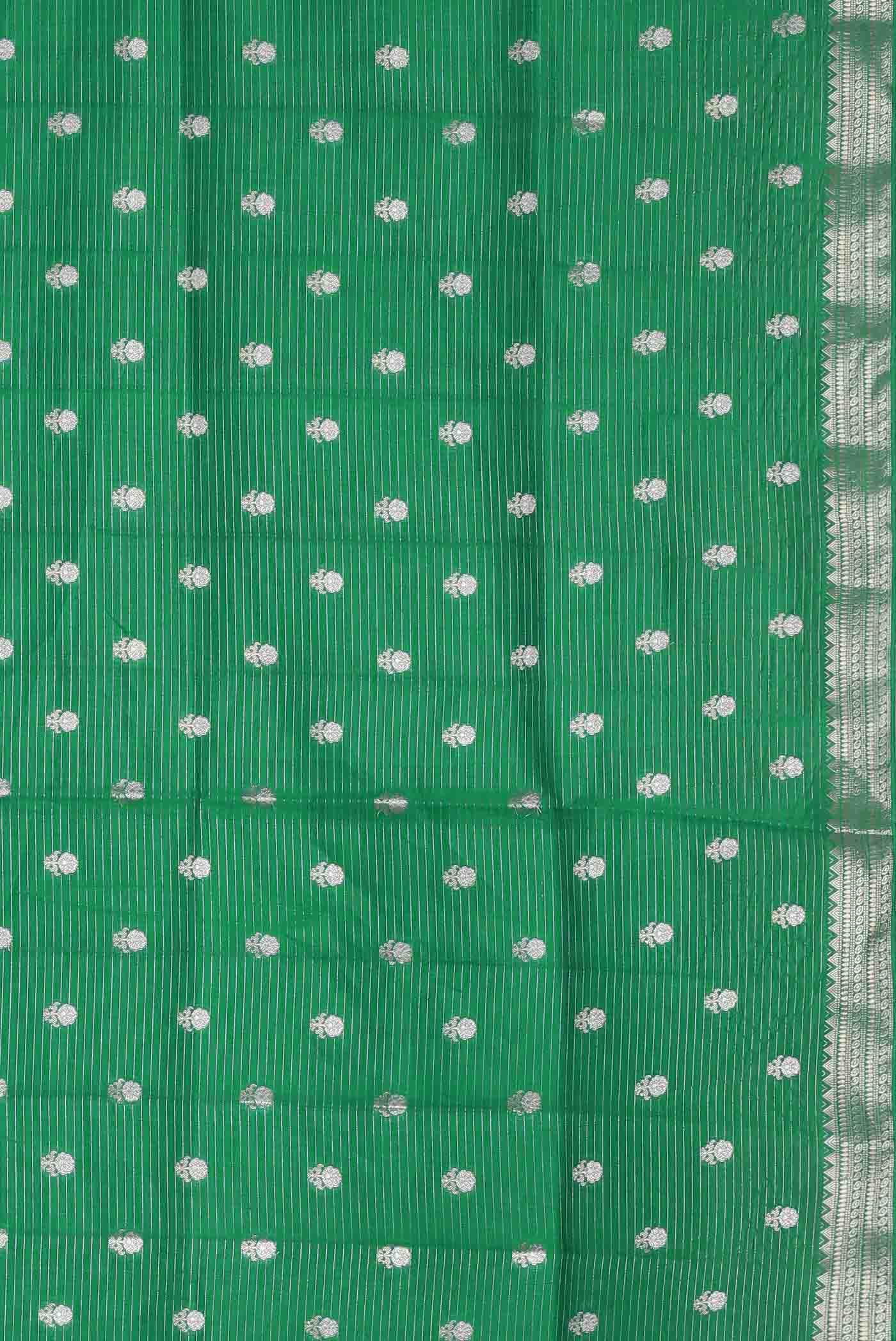 Green Banarasi Raw Silk Saree