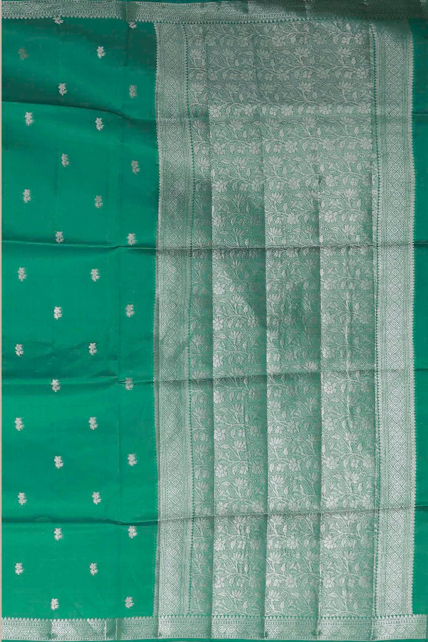 Green Banarasi Raw Silk Saree