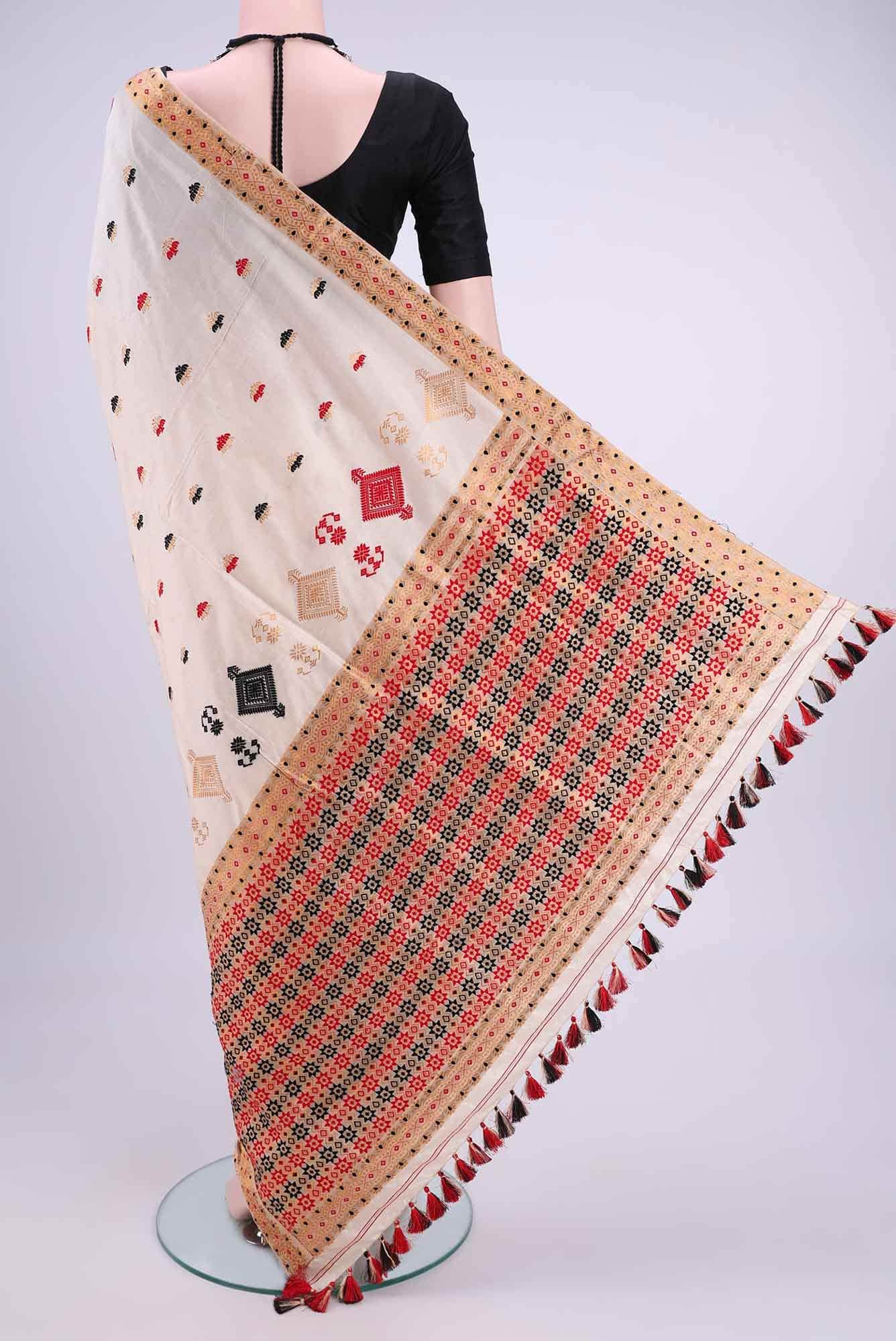 short color Dual Tone Assam Silk Saree