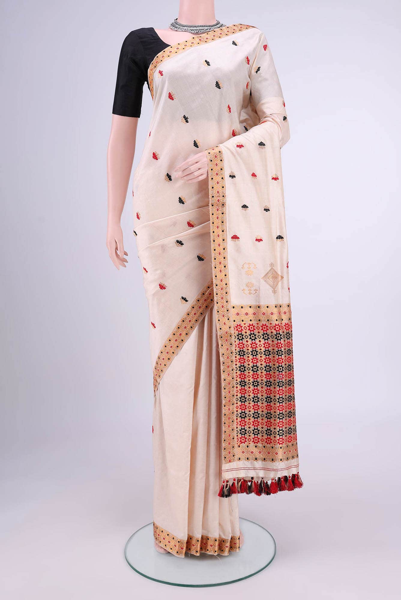 short color Dual Tone Assam Silk Saree