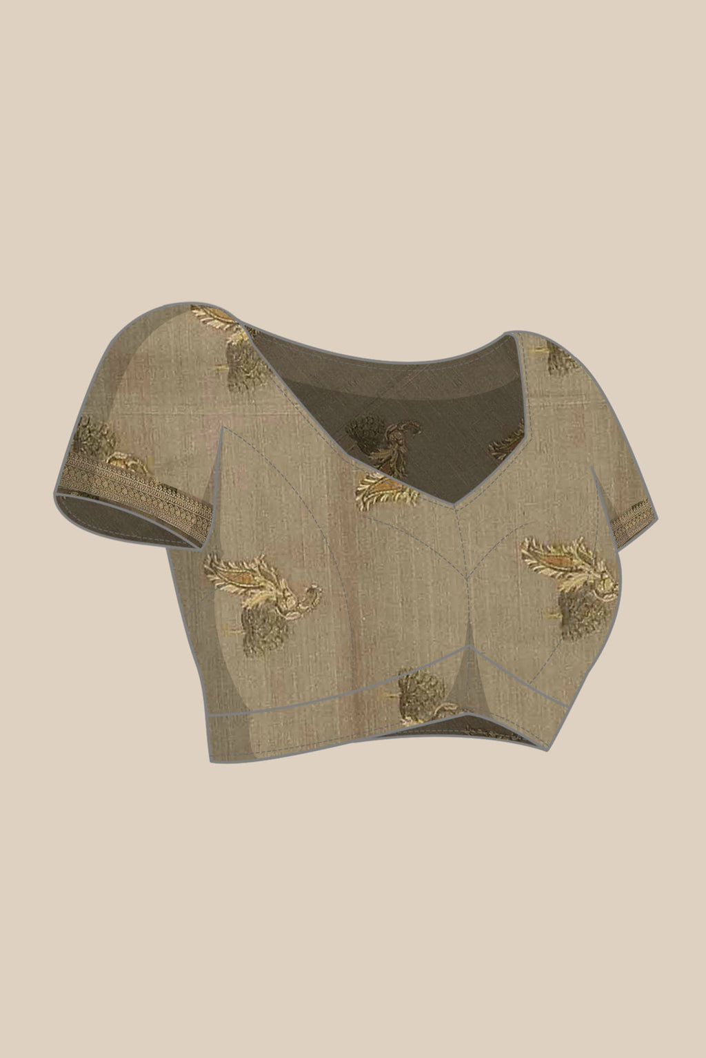 Dark Beige Chanderi Silk Cotton Saree