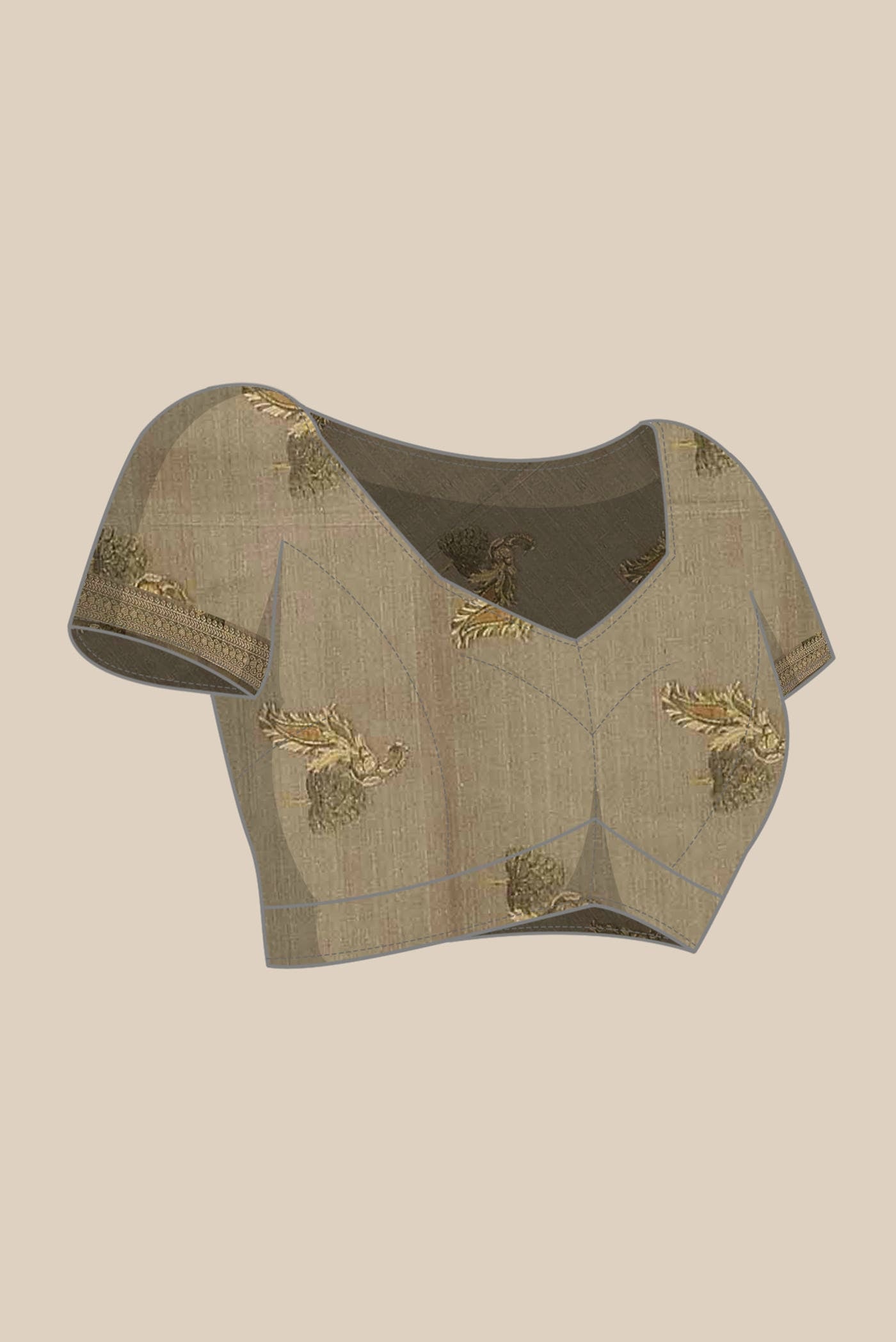 Dark Beige Chanderi Silk Cotton Saree