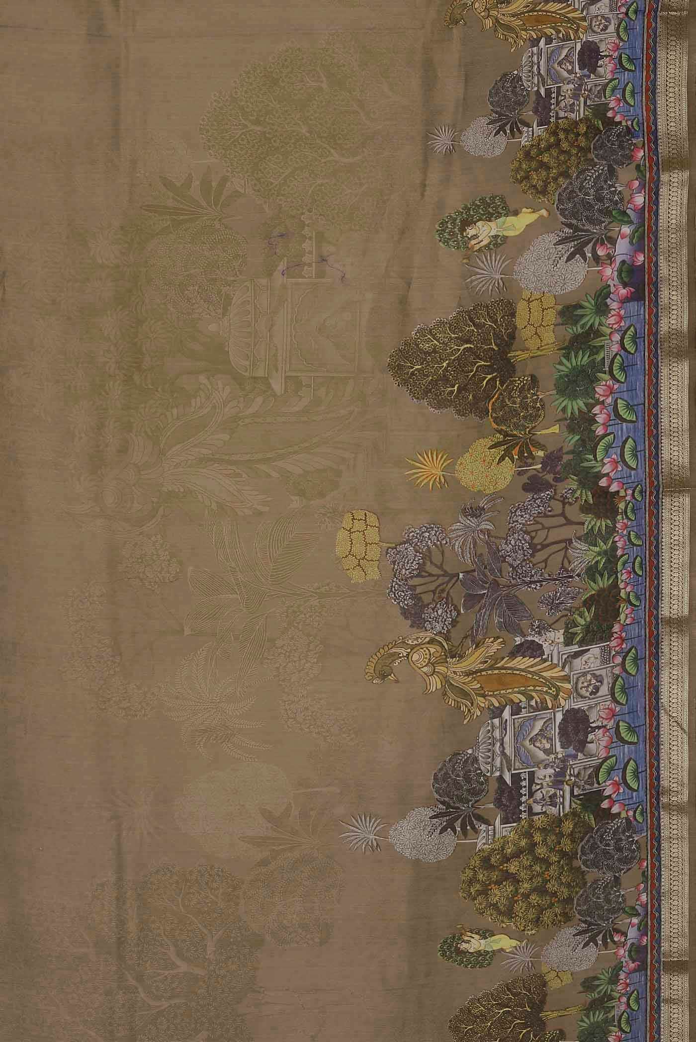 Dark Beige Chanderi Silk Cotton Saree