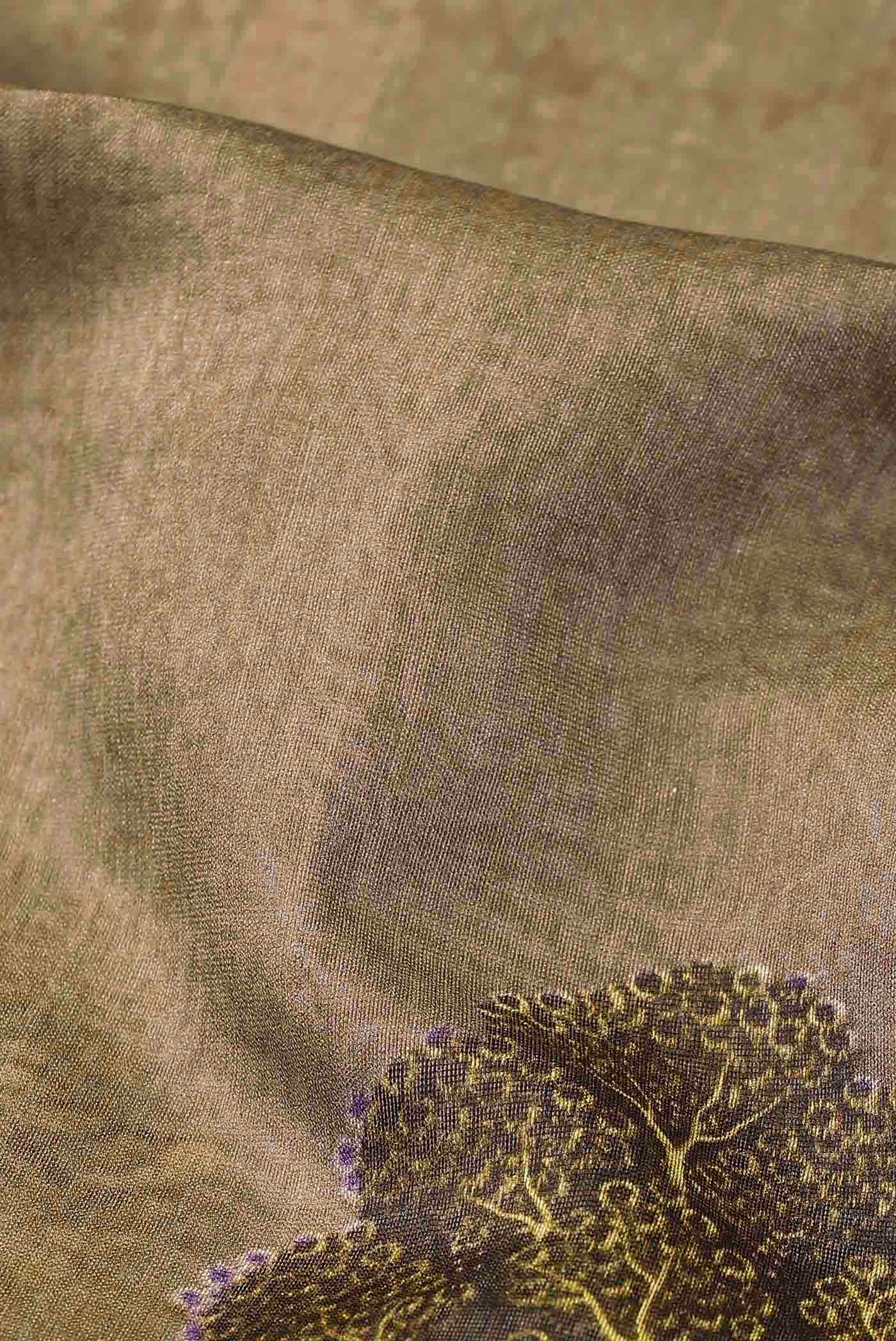 Dark Beige Chanderi Silk Cotton Saree