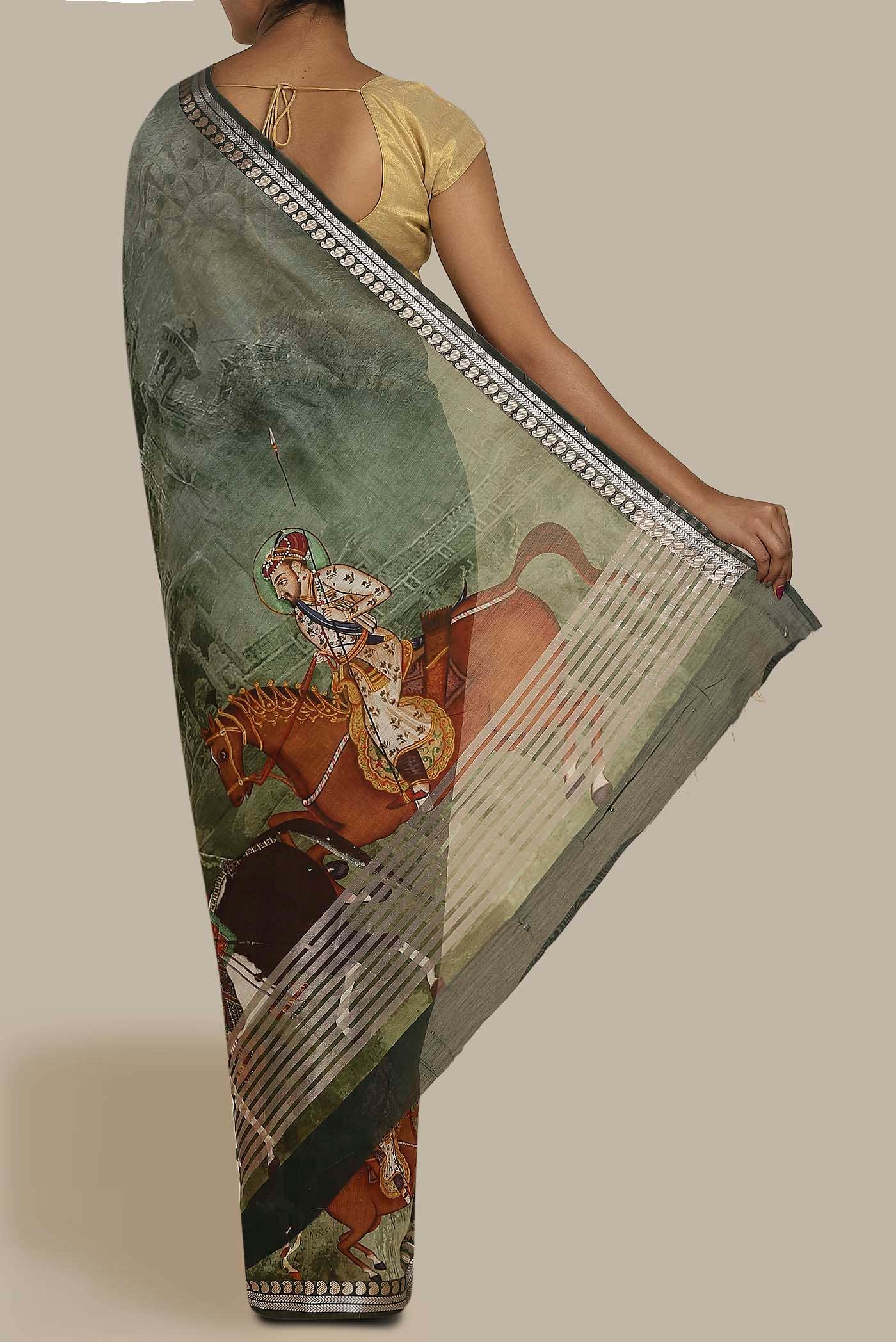 Green Chanderi Silk Cotton Saree