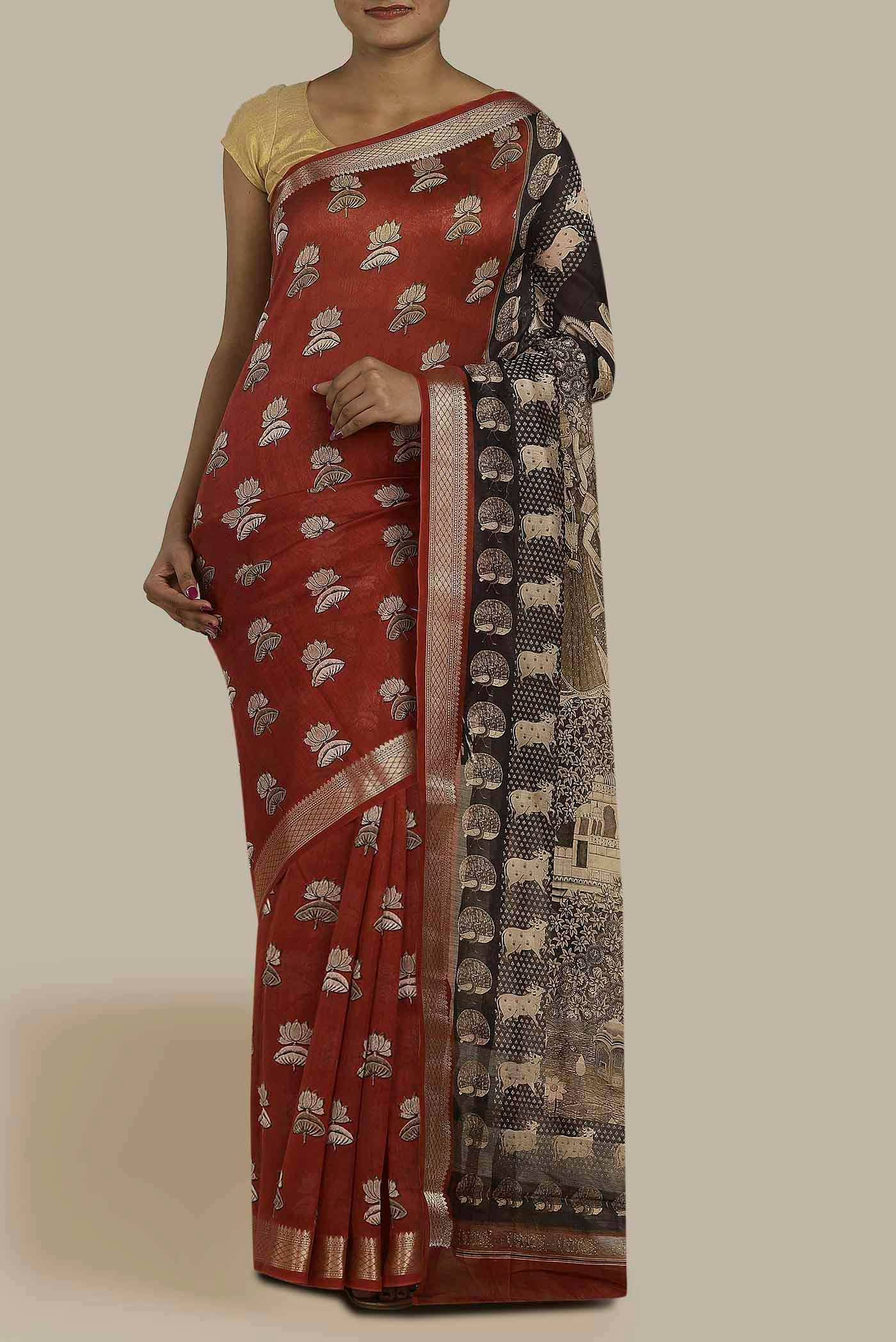 Red Chanderi Silk Cotton Saree