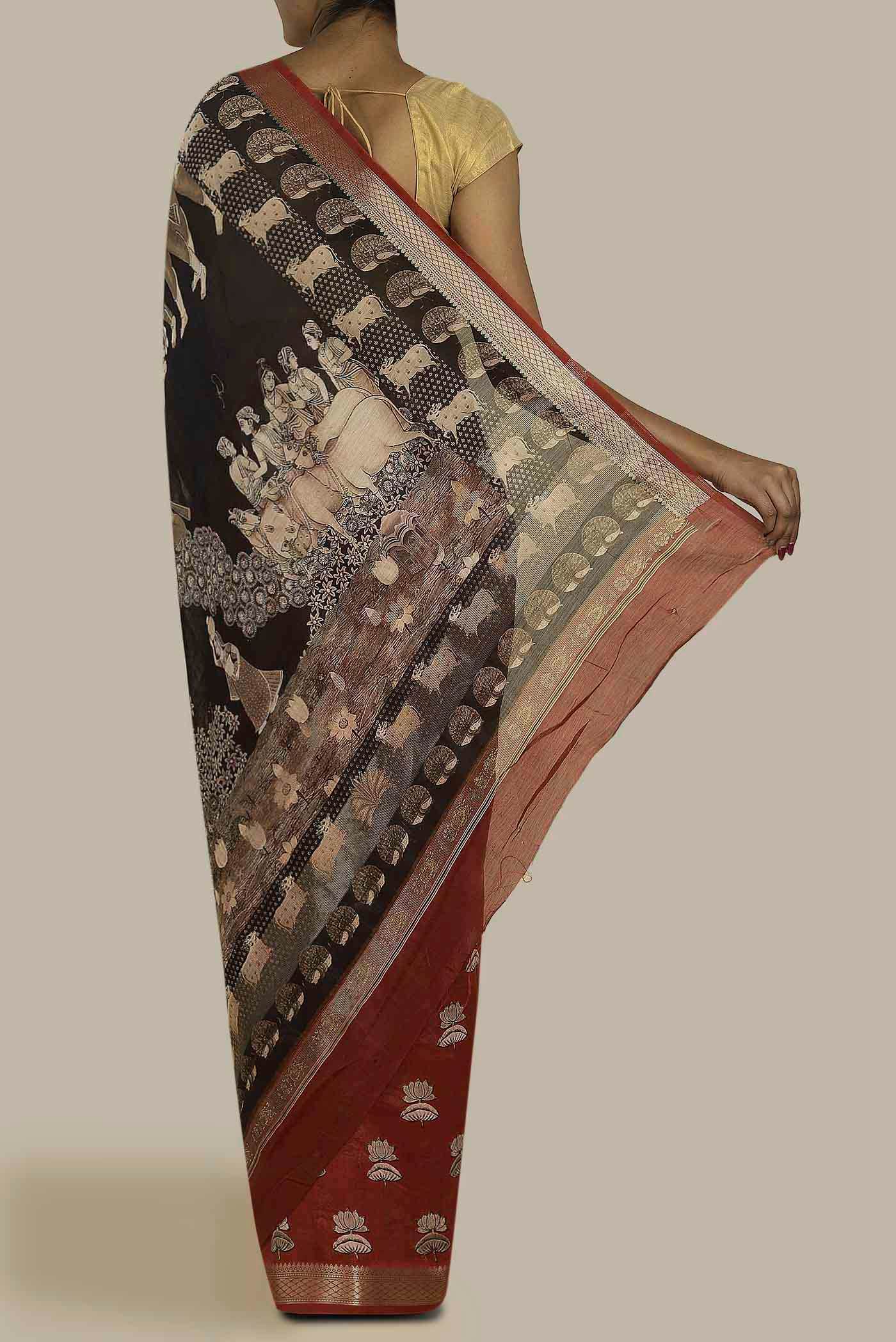 Red Chanderi Silk Cotton Saree
