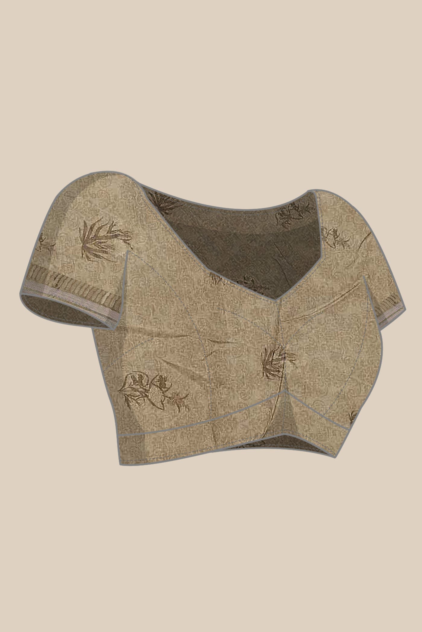 Beige Chanderi Silk Cotton Saree