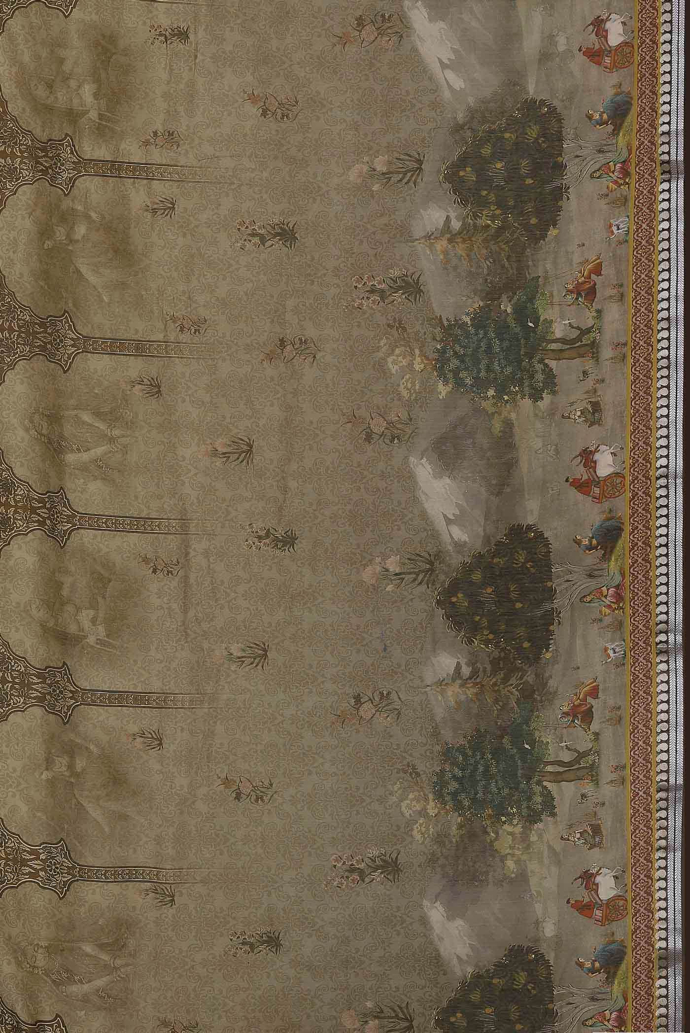 Beige Chanderi Silk Cotton Saree