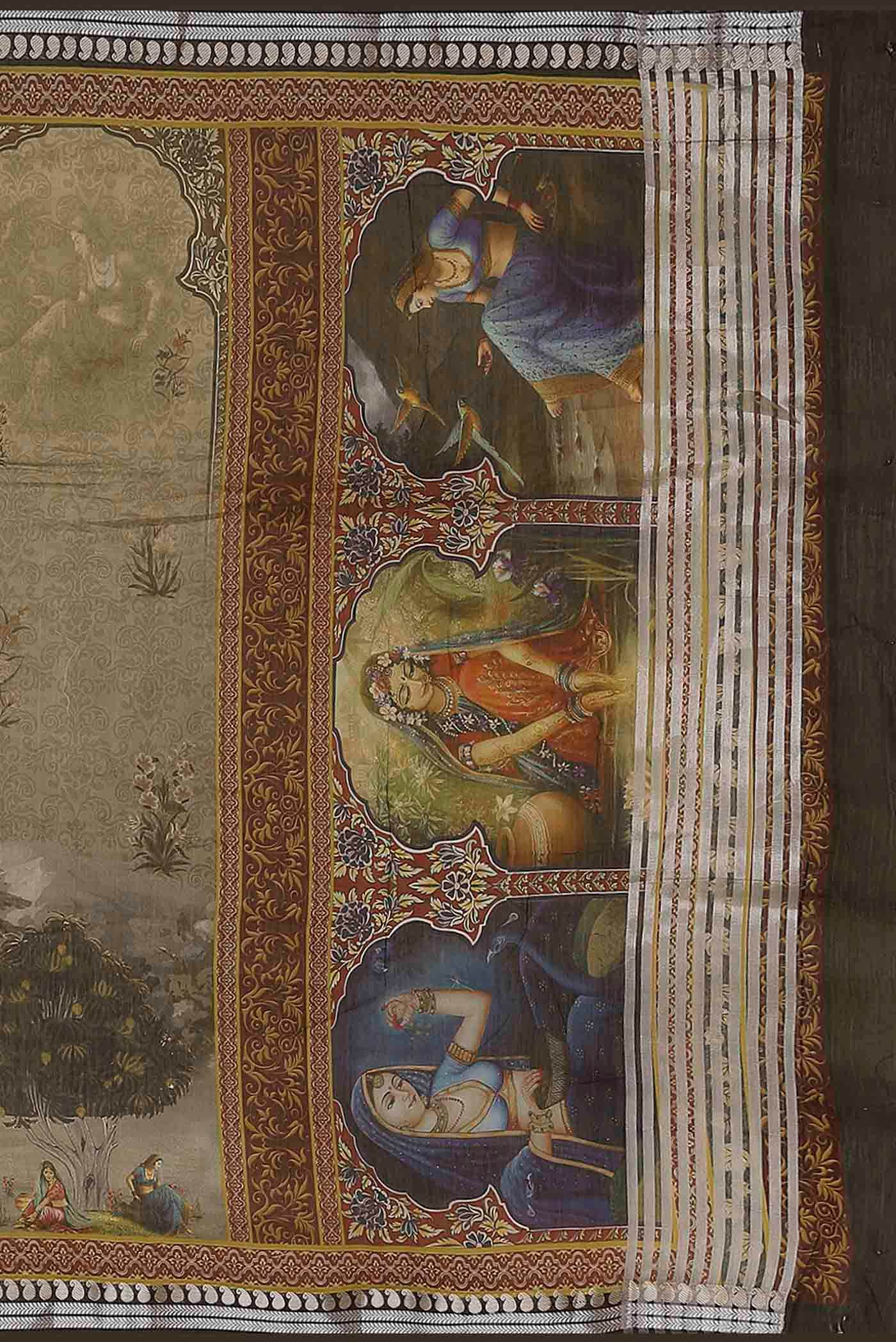 Beige Chanderi Silk Cotton Saree