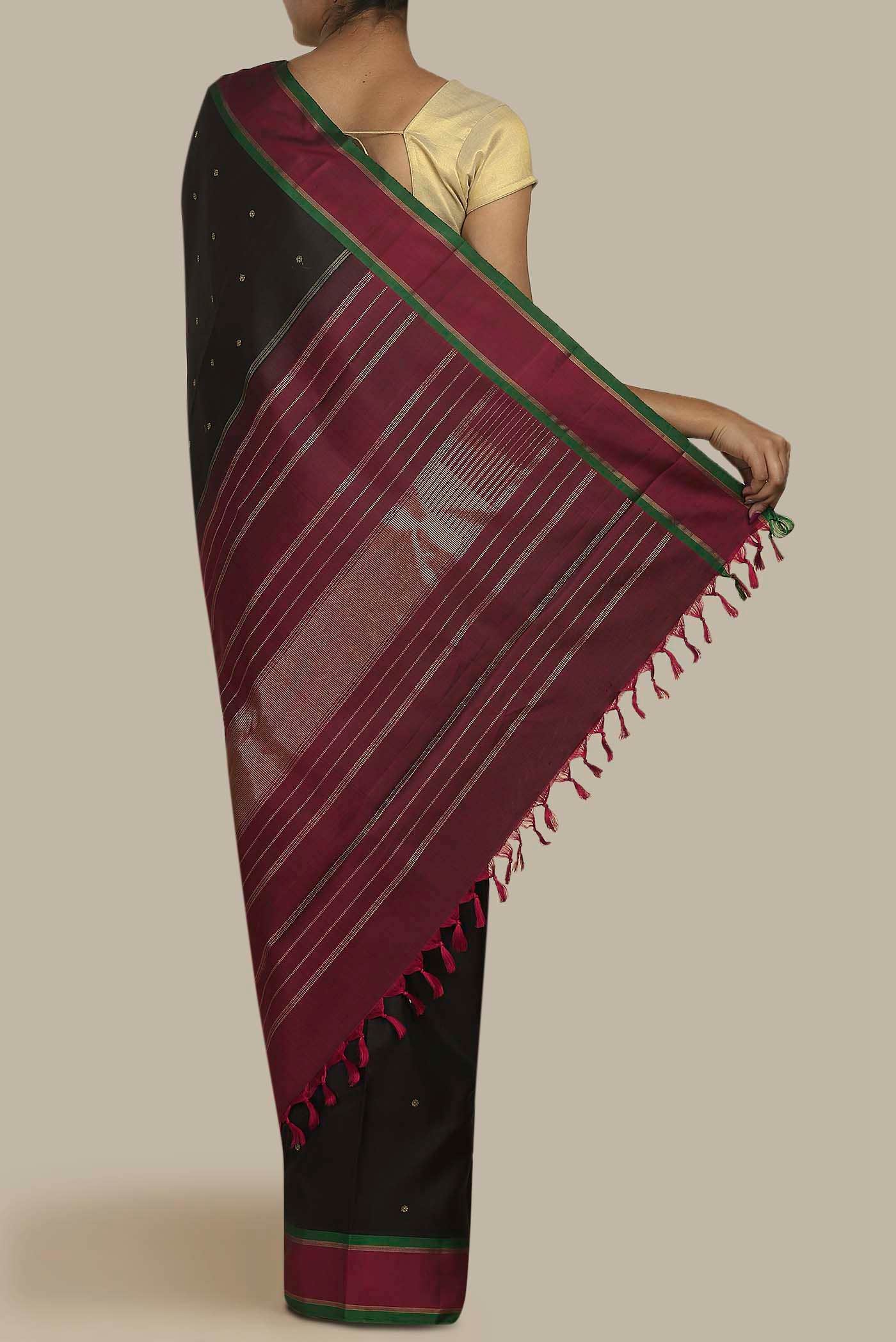 Pure Silk Pure Zari Black Kanchipuram Saree