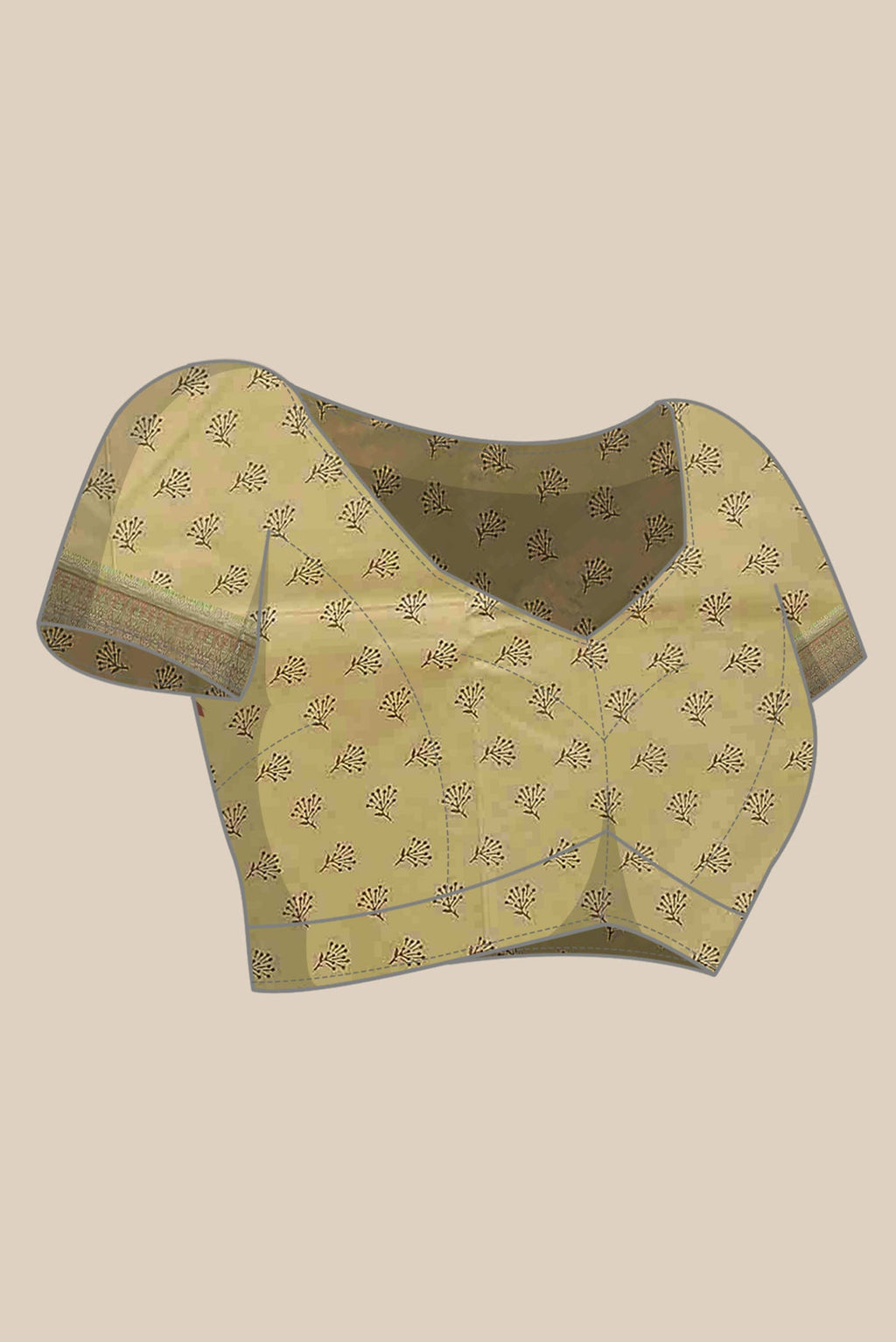 Beige Printed Silk Saree