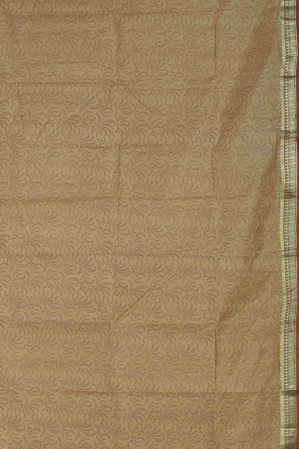 Beige Printed Silk Saree
