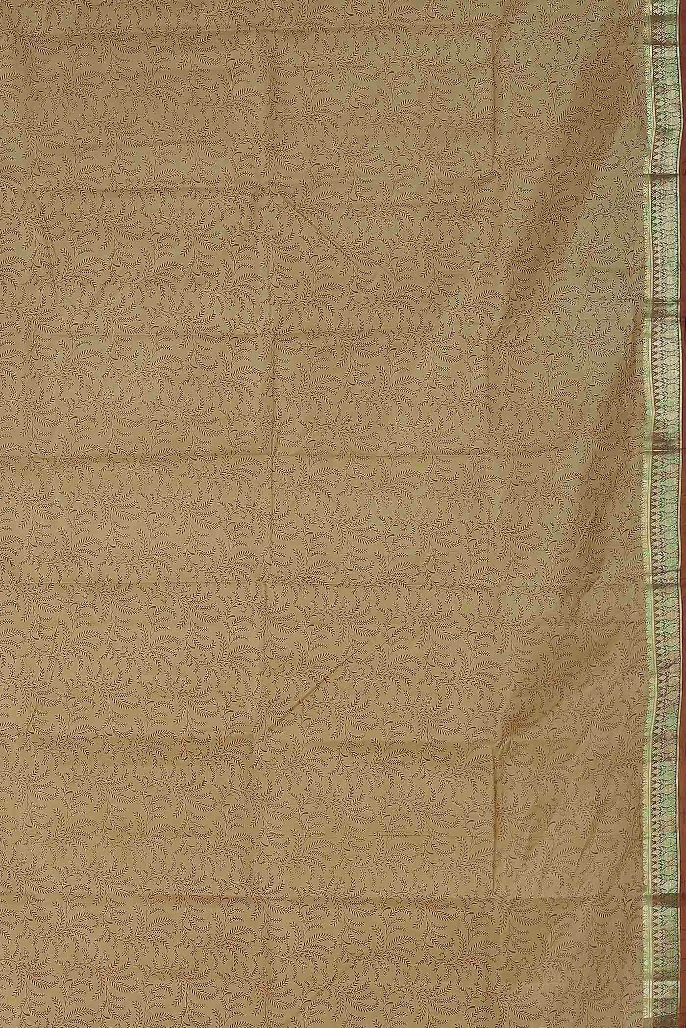 Beige Printed Silk Saree