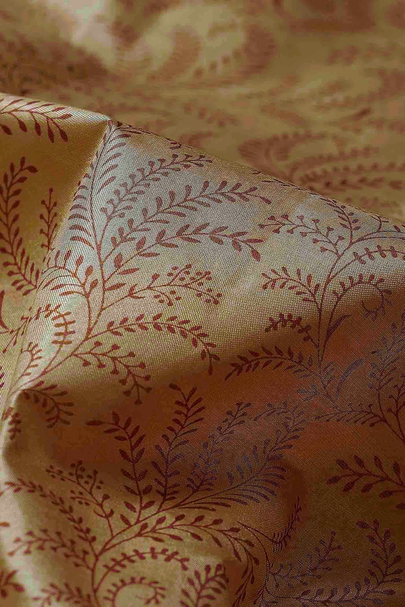 Beige Printed Silk Saree
