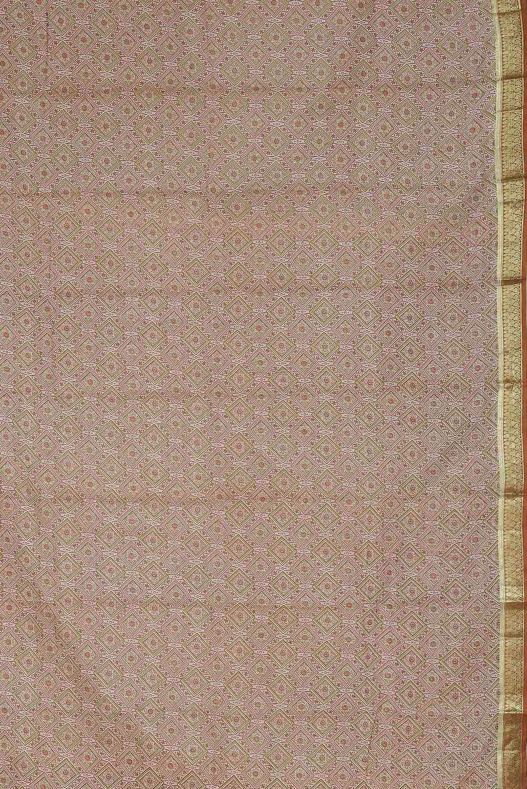 Beige Printed Silk Saree