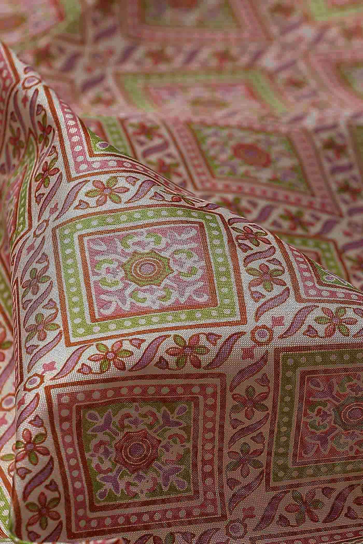 Beige Printed Silk Saree