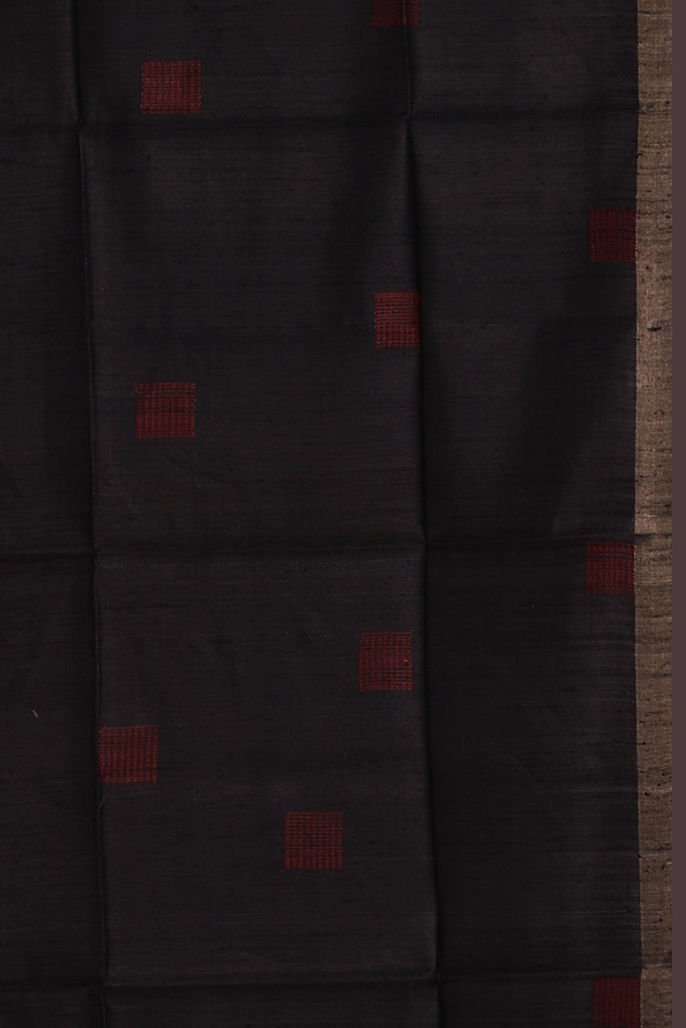 Black Bhagalpuri Tussar Silk Saree