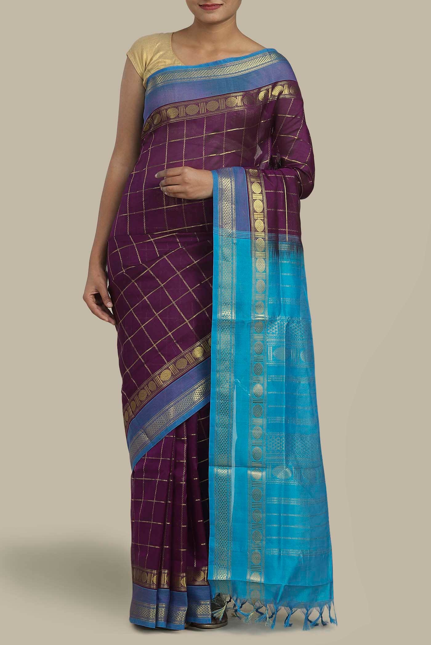 Violet Silk Cotton Saree