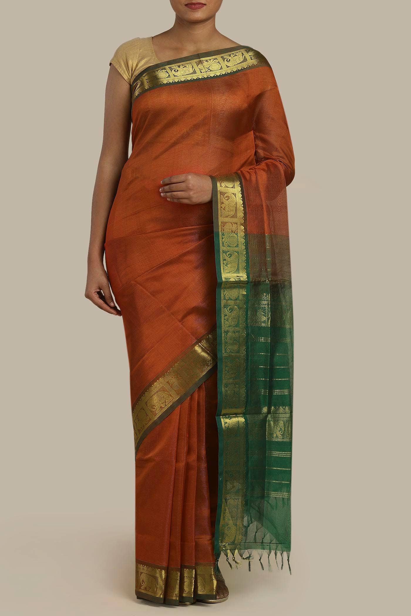 Orange Silk Cotton Saree