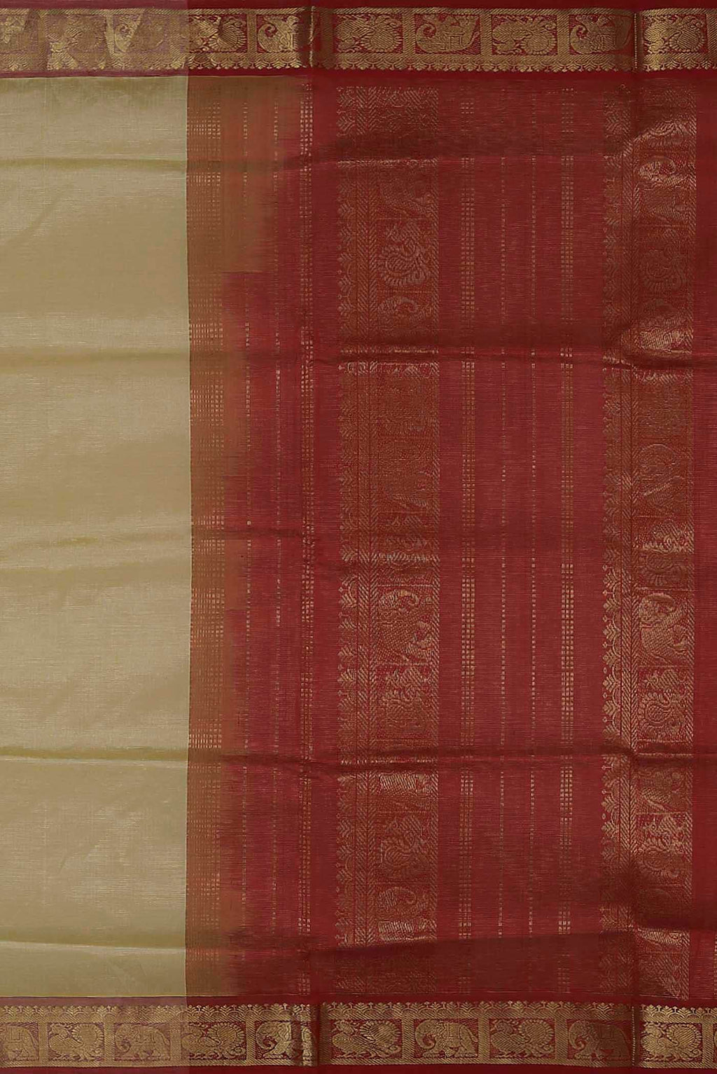Beige Silk Cotton Saree