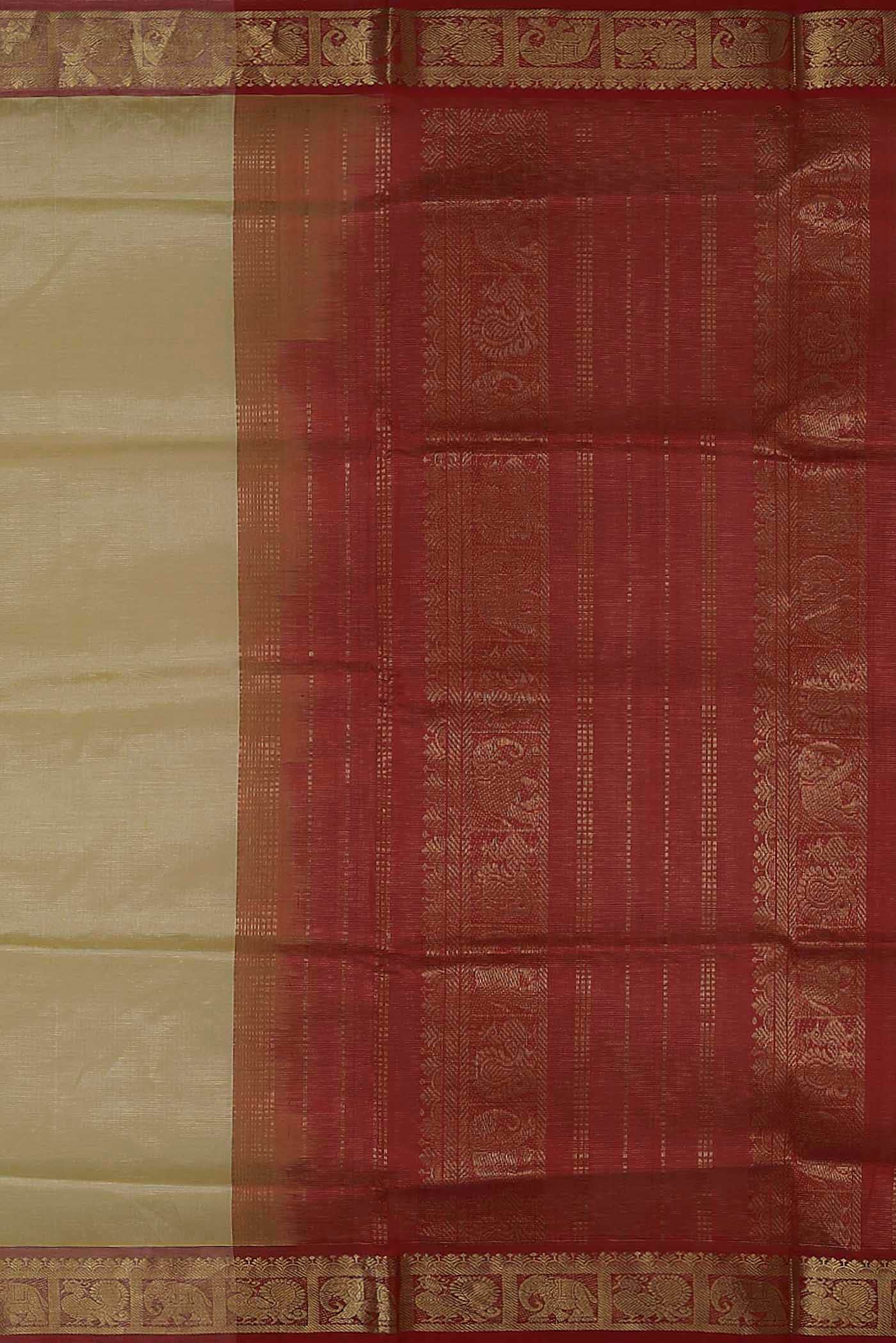 Beige Silk Cotton Saree