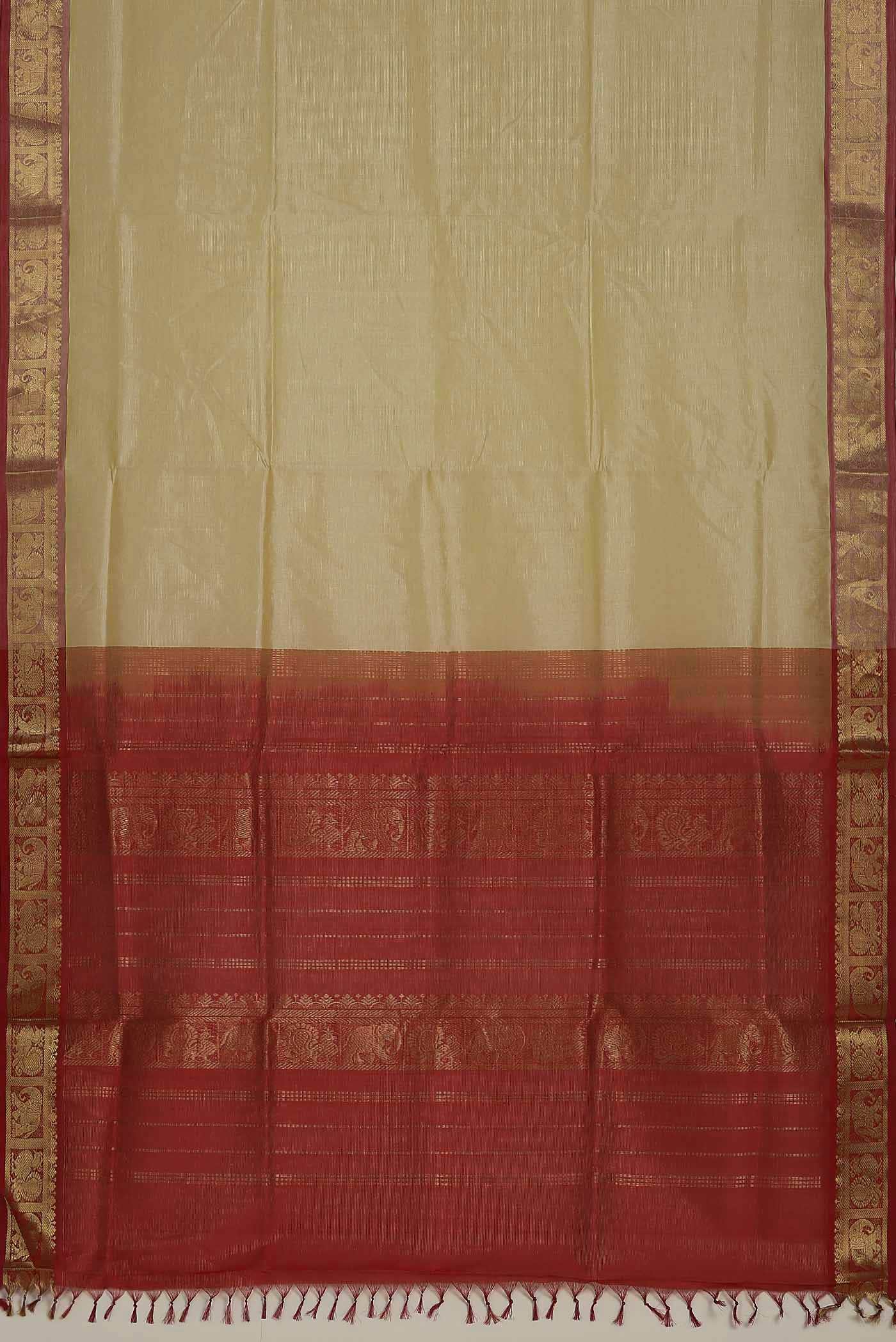 Beige Silk Cotton Saree