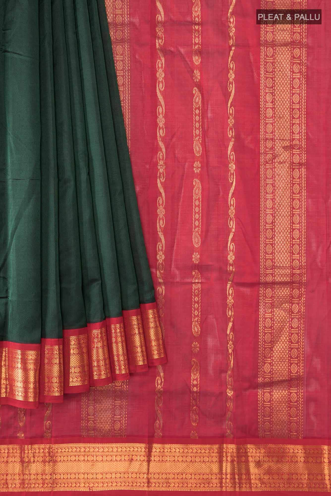 Bottle Green Silk Cotton Saree