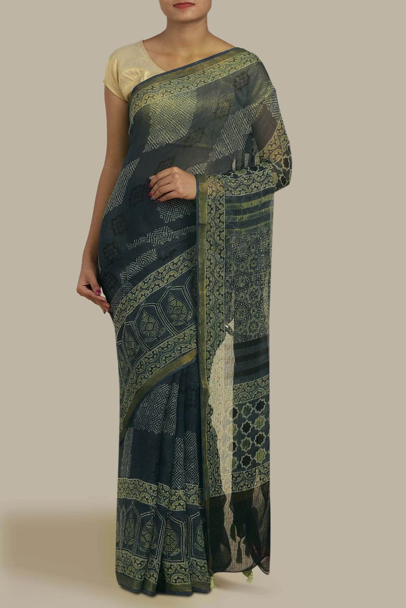Blue Kota Cotton Saree