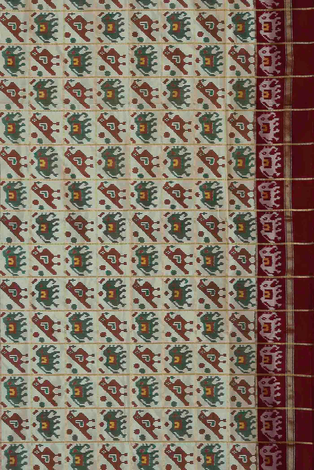 Cream Pochampally Silk Saree