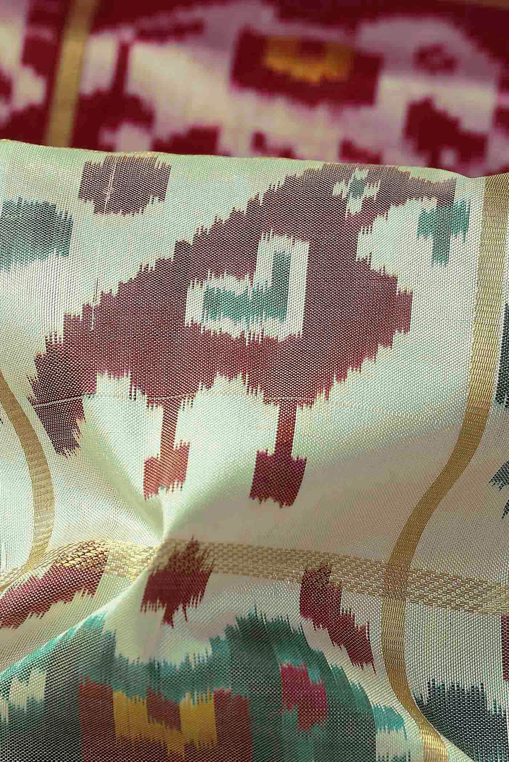 Cream Pochampally Silk Saree