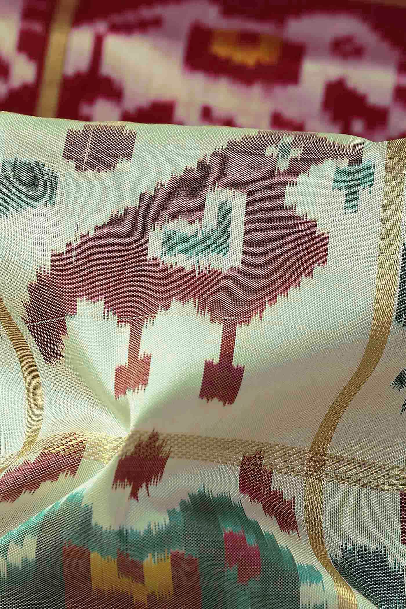 Cream Pochampally Silk Saree