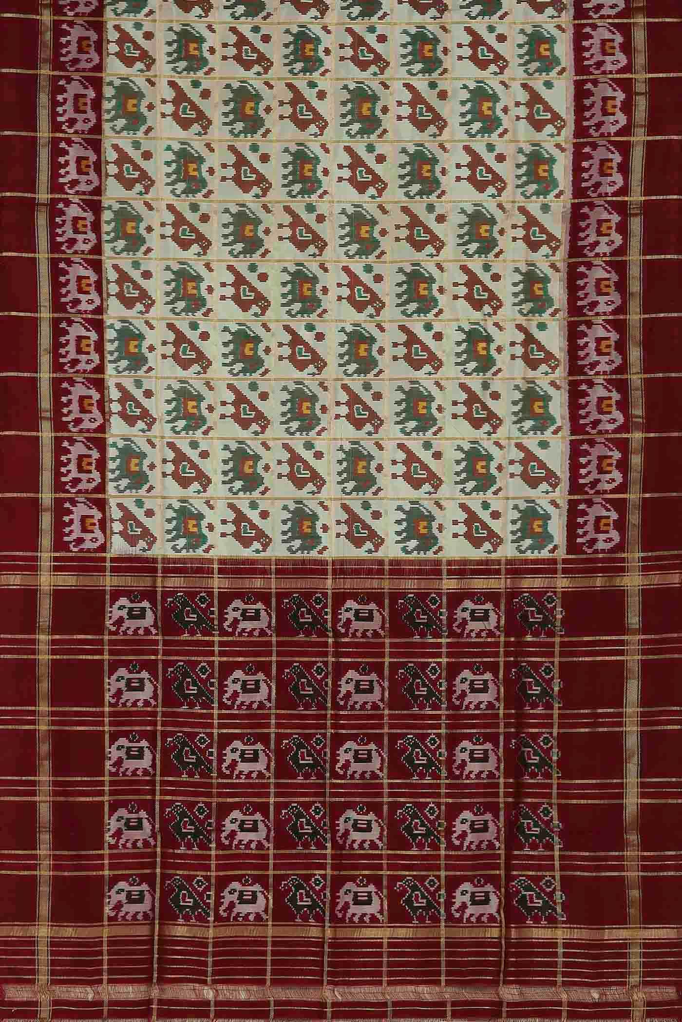 Cream Pochampally Silk Saree