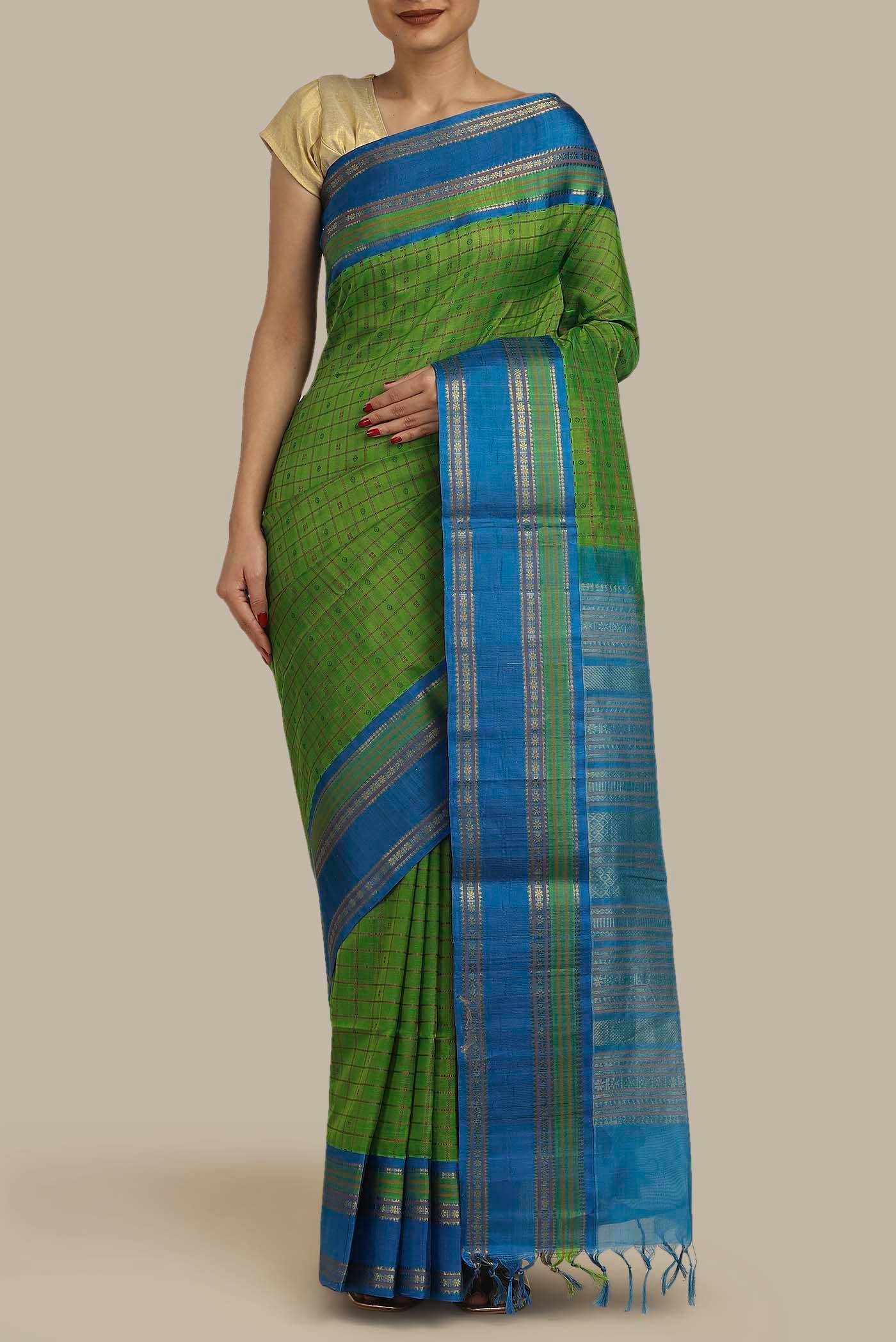 Green Silk Cotton Saree