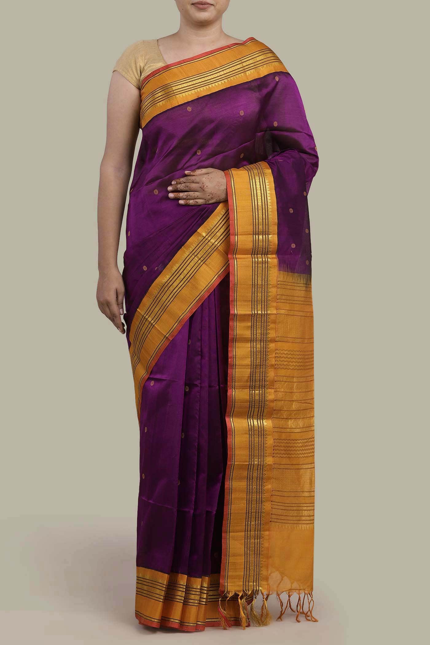 Purple Silk Cotton Saree