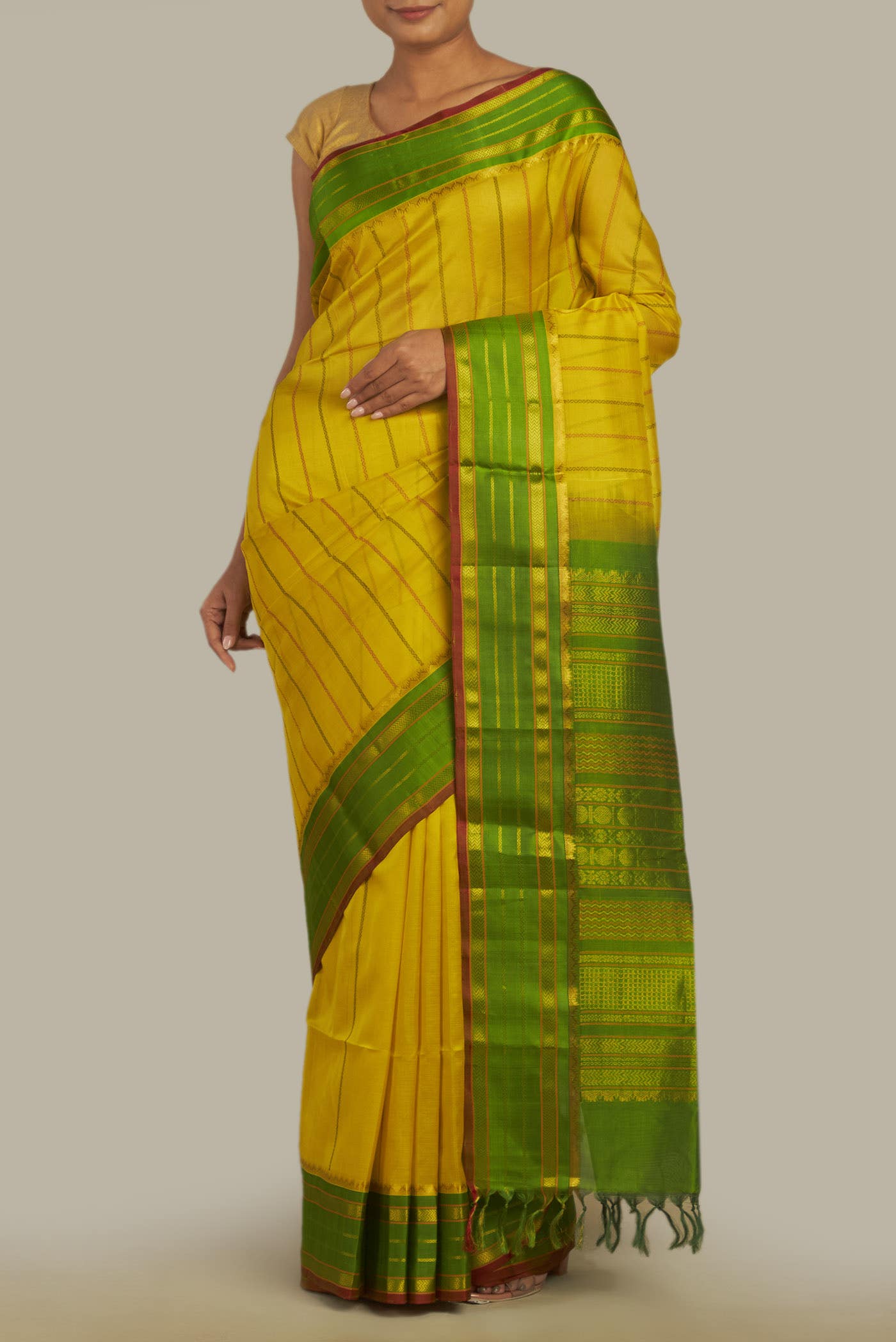 Yellow Coimbatore Silk Cotton Saree