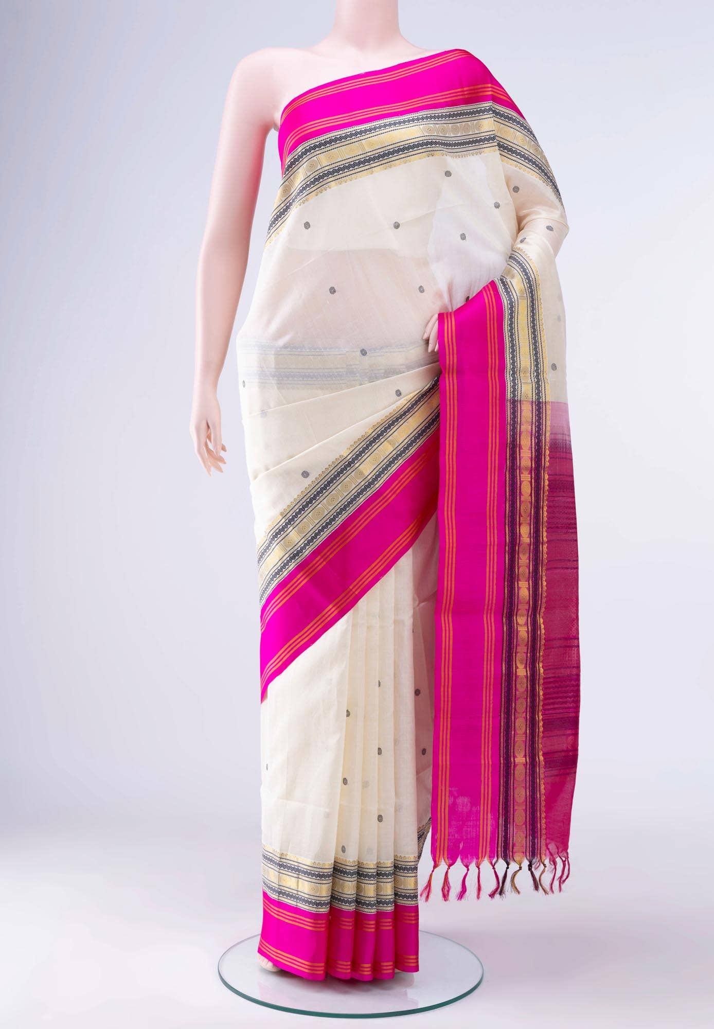 Off White Chanderi Silk Cotton Saree