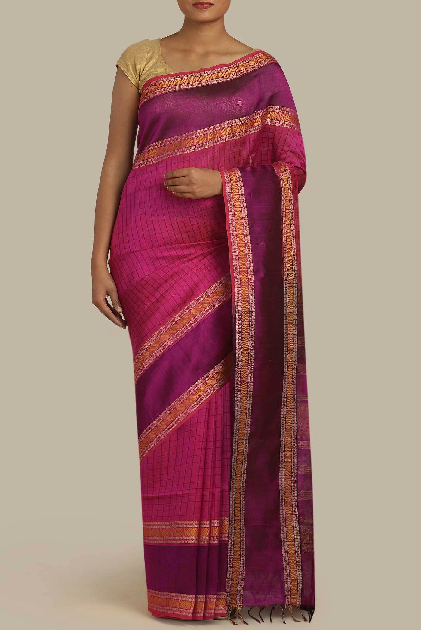 Pink Silk Cotton Saree