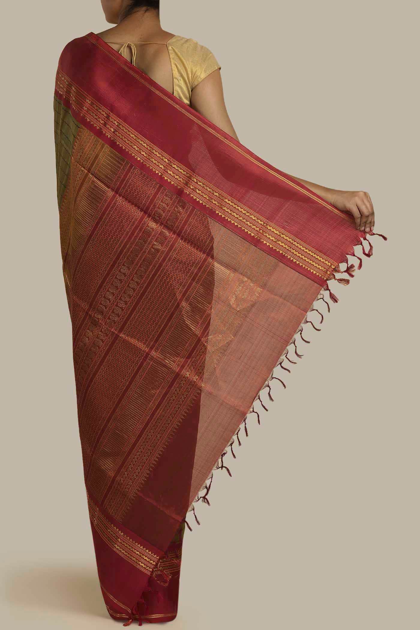 Mehandi Green Silk Cotton Saree