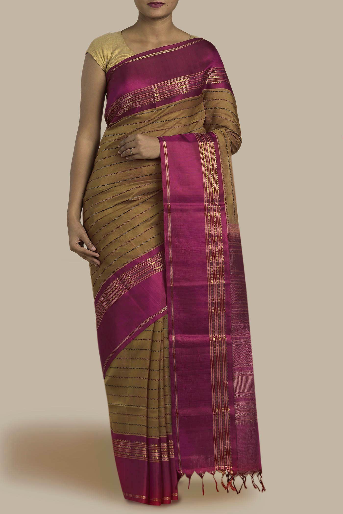 Brown Silk Cotton Saree