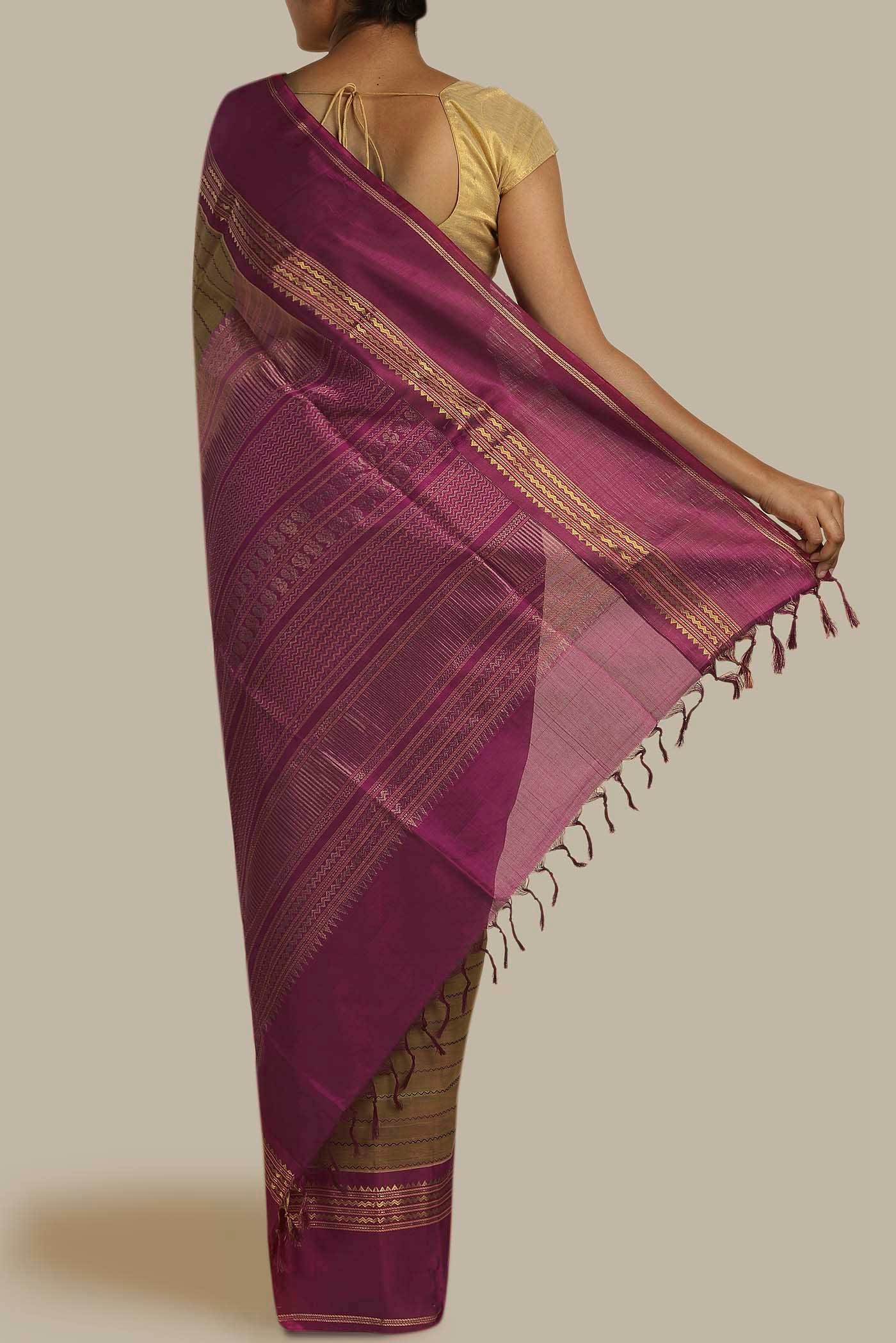 Brown Silk Cotton Saree
