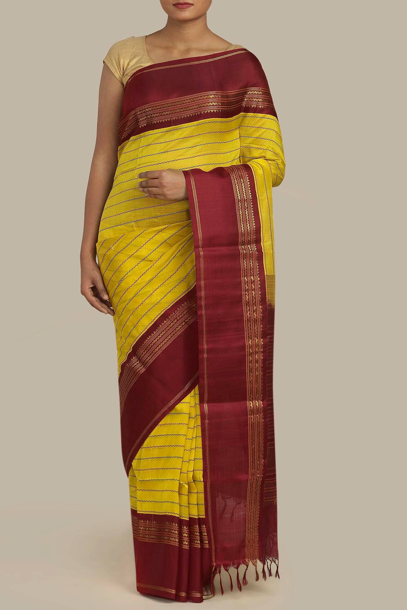 Yellow Silk Cotton Saree