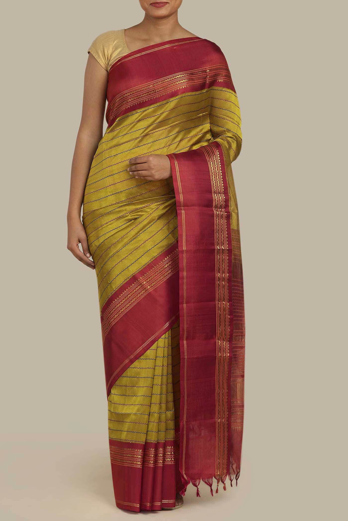 Mustard Silk Cotton Saree